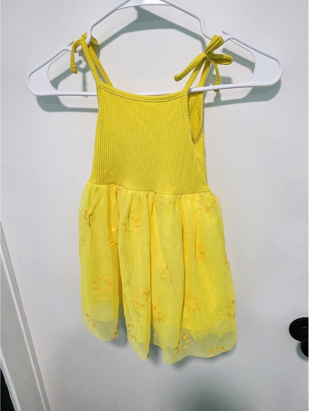 Yellow Dress with Embroidered Tulle Skirt